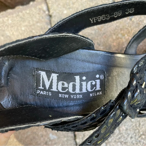 MEDICI Women’s Black Shimmer Strap Heel Size 38 - Picture 9 of 13